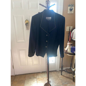 Albert Nipon black blazer with gold braiding design